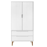 Armadio MOLDE Bianco 90x55x175 cm in Legno Massello di Pino