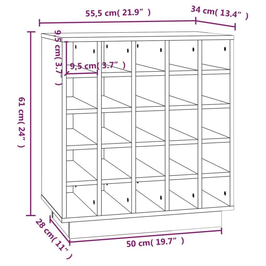 Portabottiglie Miele 55,5x34x61 cm in Legno Massello di Pino