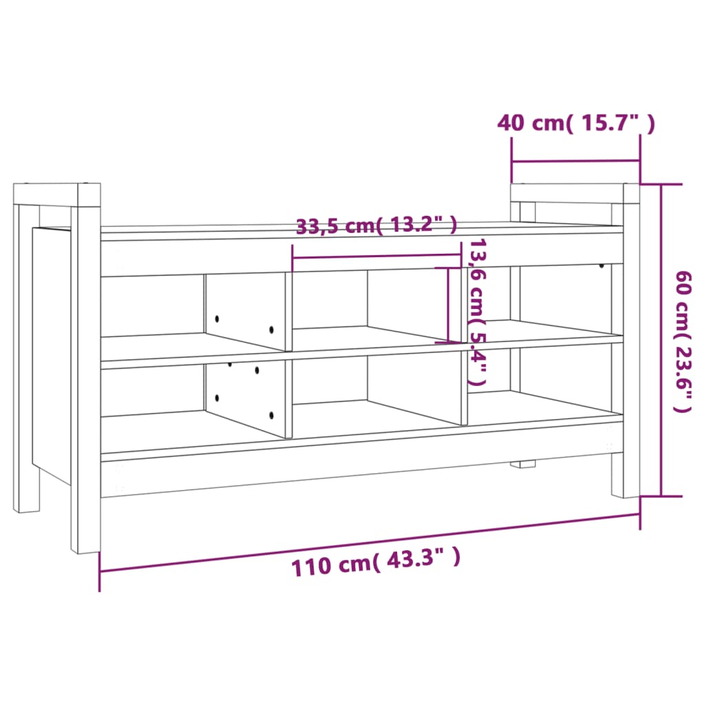 Panca da Ingresso Miele 110x40x60 cm in Legno Massello di Pino