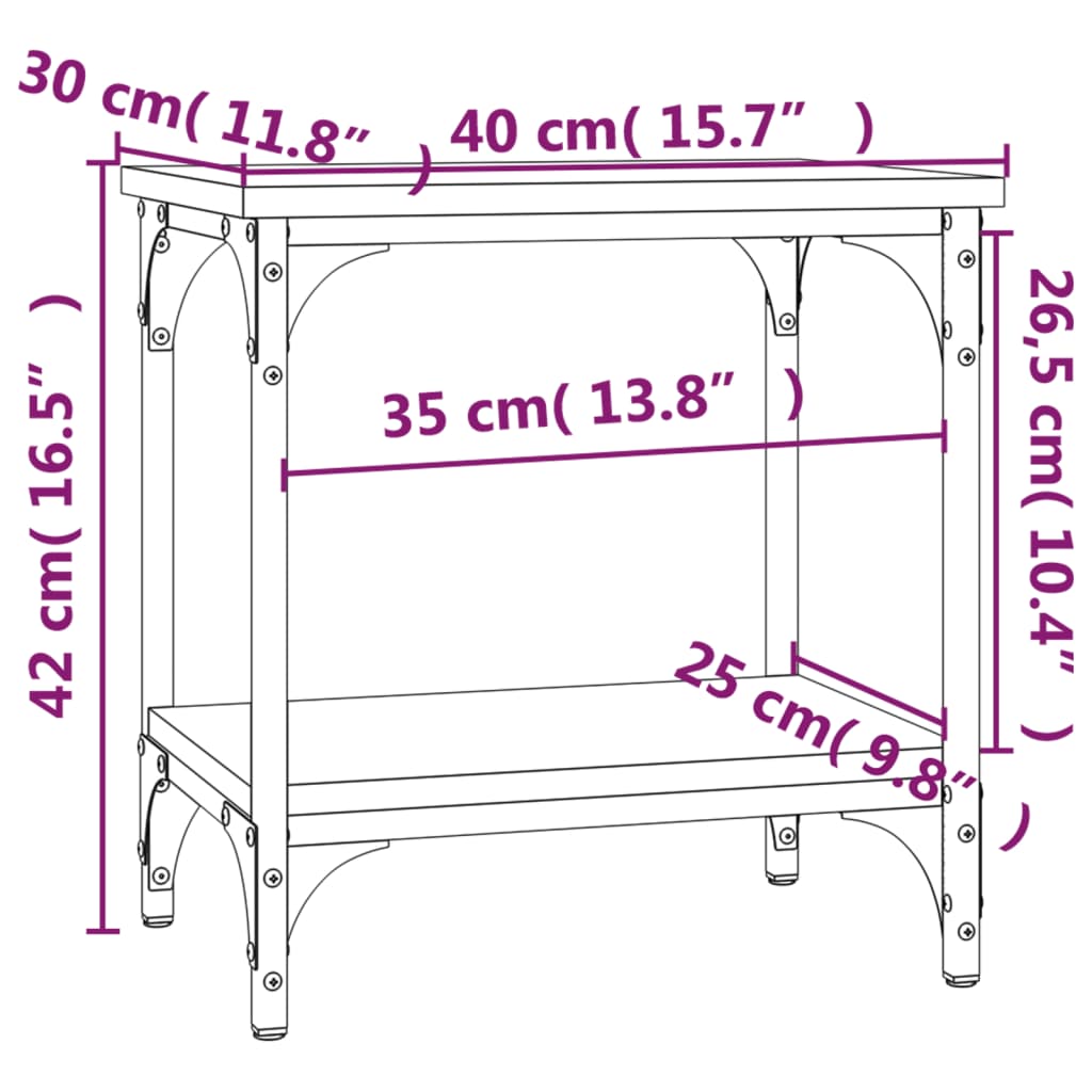 Tavolino Nero 40x30x42 cm in Legno Multistrato