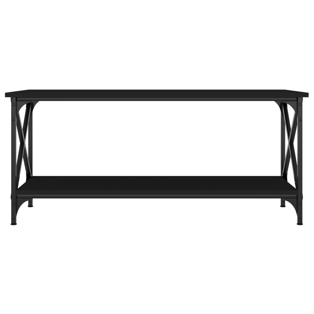 Tavolino da Salotto Nero 100x45x45 cm Legno Multistrato e Ferro