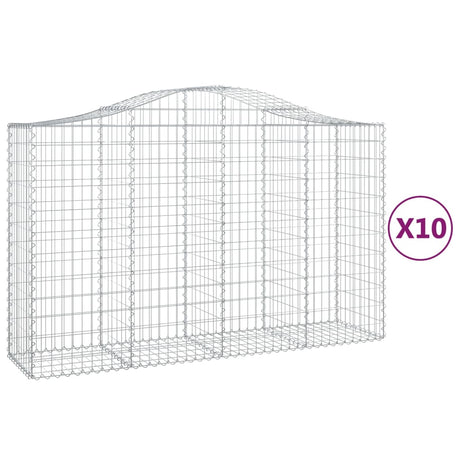 Cesti Gabbioni ad Arco 10 pz 200x50x120/140 cm Ferro Zincato