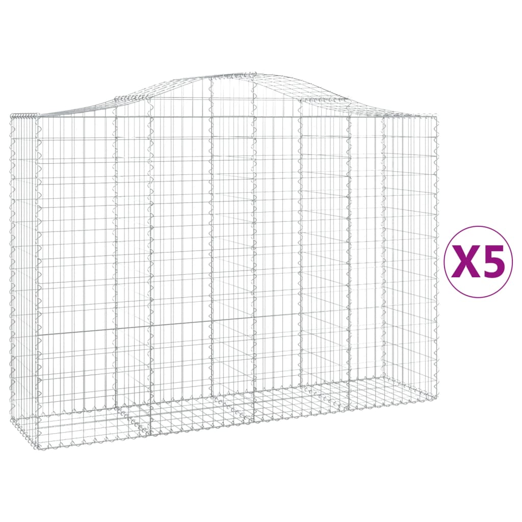 Cesti Gabbioni ad Arco 5 pz 200x50x140/160 cm Ferro Zincato