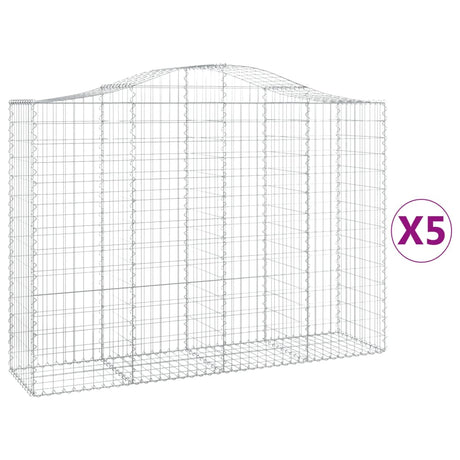 Cesti Gabbioni ad Arco 5 pz 200x50x140/160 cm Ferro Zincato