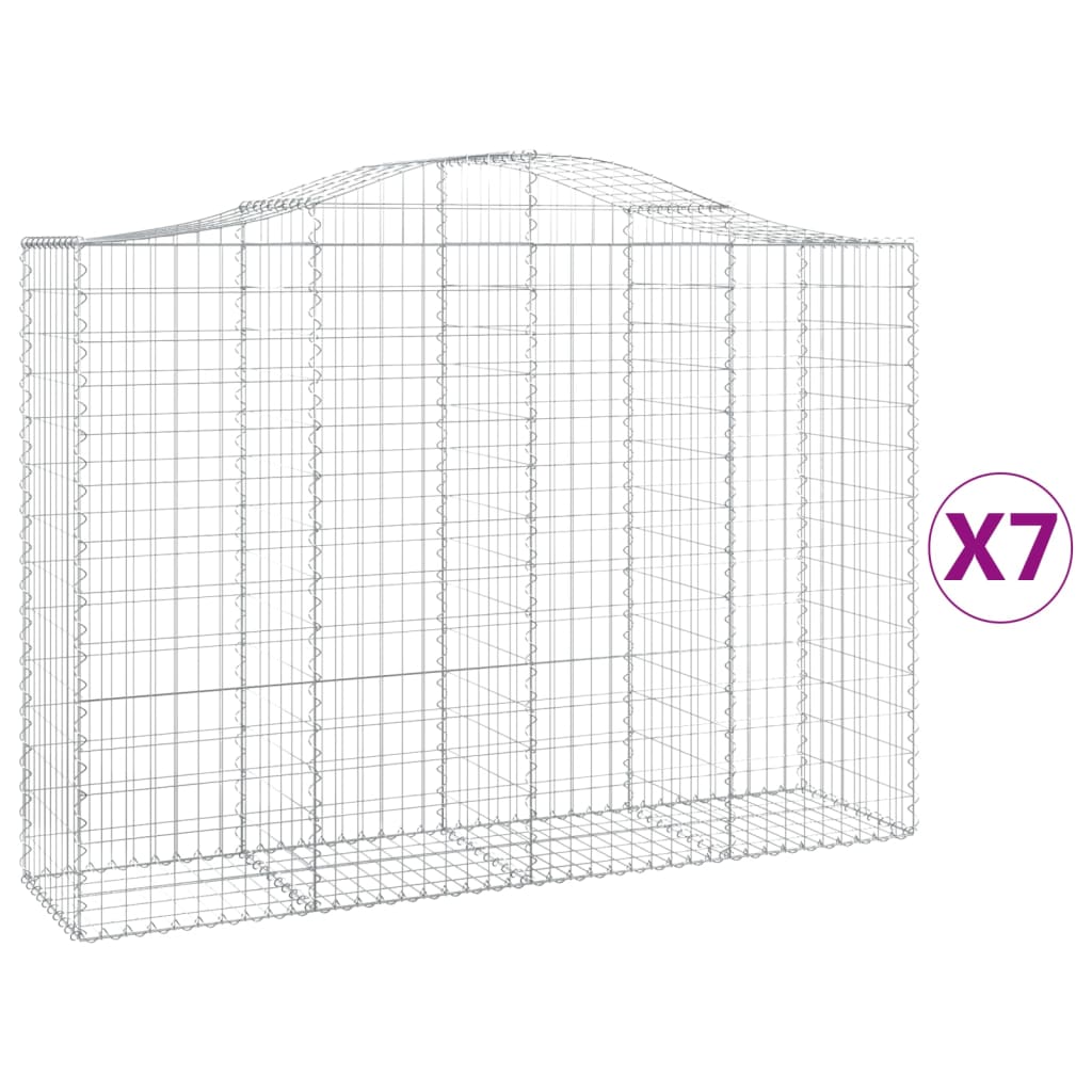 Cesti Gabbioni ad Arco 7 pz 200x50x140/160 cm Ferro Zincato
