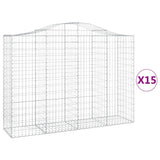Cesti Gabbioni ad Arco 15 pz 200x50x140/160 cm Ferro Zincato