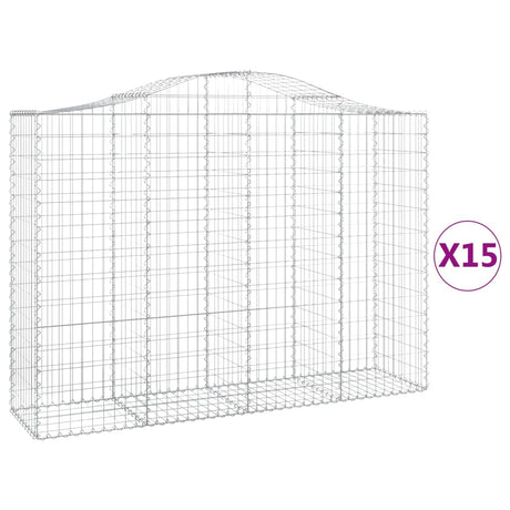 Cesti Gabbioni ad Arco 15 pz 200x50x140/160 cm Ferro Zincato
