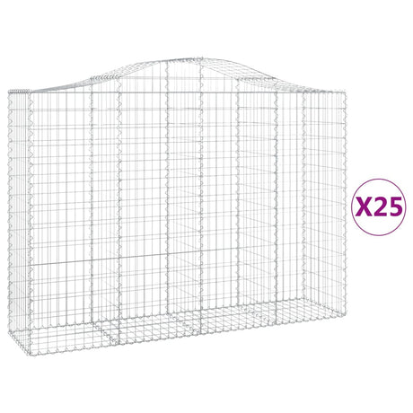Cesti Gabbioni ad Arco 25 pz 200x50x140/160 cm Ferro Zincato