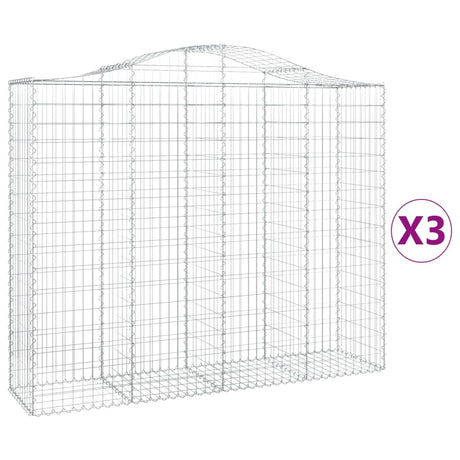 Cesti Gabbioni ad Arco 3 pz 200x50x160/180 cm Ferro Zincato