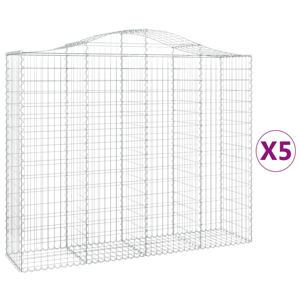 Cesti Gabbioni ad Arco 5 pz 200x50x160/180 cm Ferro Zincato