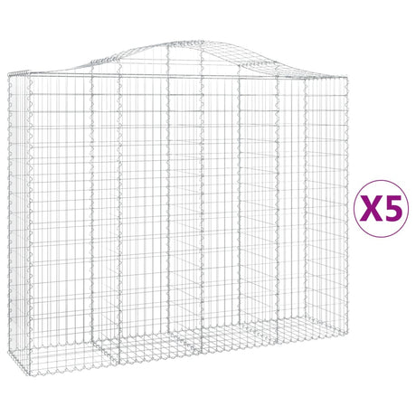 Cesti Gabbioni ad Arco 5 pz 200x50x160/180 cm Ferro Zincato