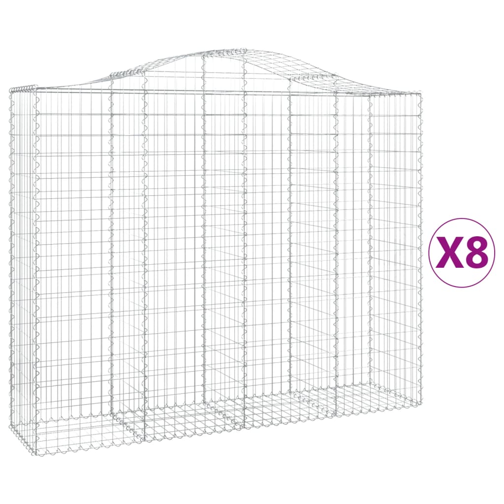 Cesti Gabbioni ad Arco 8 pz 200x50x160/180 cm Ferro Zincato