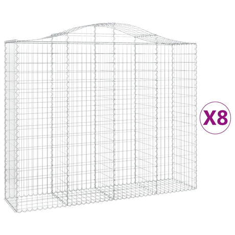 Cesti Gabbioni ad Arco 8 pz 200x50x160/180 cm Ferro Zincato