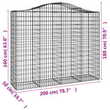 Cesti Gabbioni ad Arco 8 pz 200x50x160/180 cm Ferro Zincato