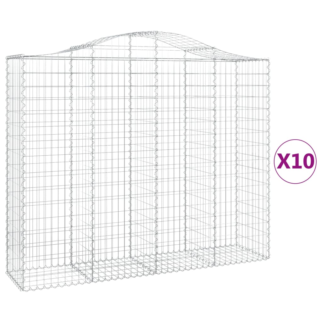 Cesti Gabbioni ad Arco 10 pz 200x50x160/180 cm Ferro Zincato