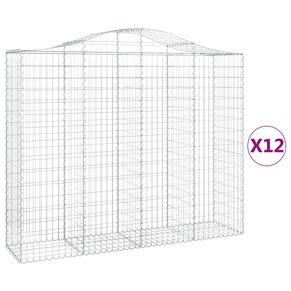 Cesti Gabbioni ad Arco 12 pz 200x50x160/180 cm Ferro Zincato