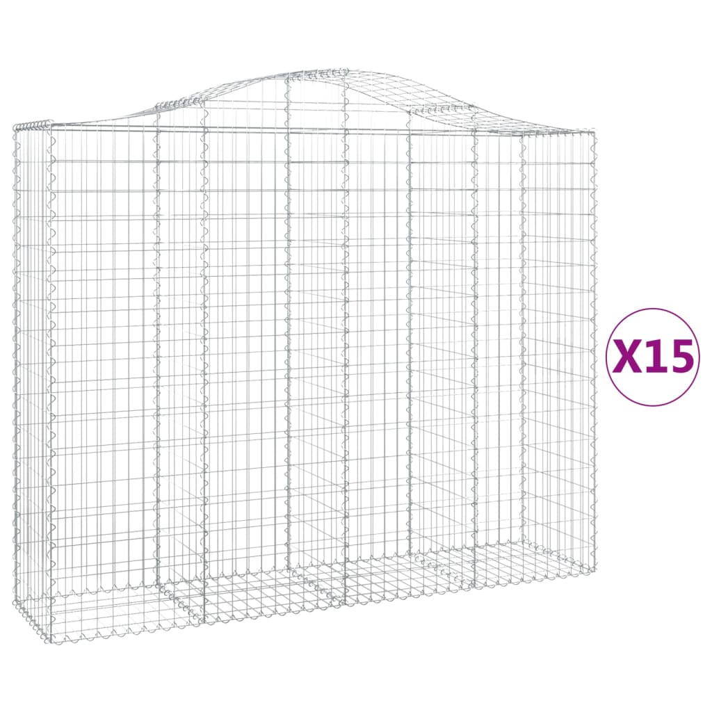 Cesti Gabbioni ad Arco 15 pz 200x50x160/180 cm Ferro Zincato