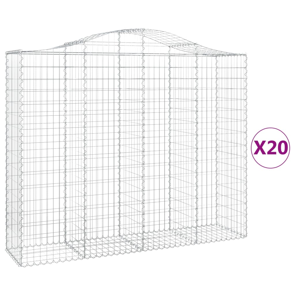 Cesti Gabbioni ad Arco 20 pz 200x50x160/180 cm Ferro Zincato