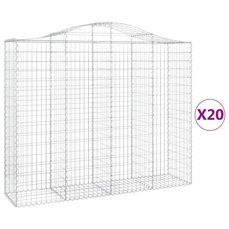 Cesti Gabbioni ad Arco 20 pz 200x50x160/180 cm Ferro Zincato