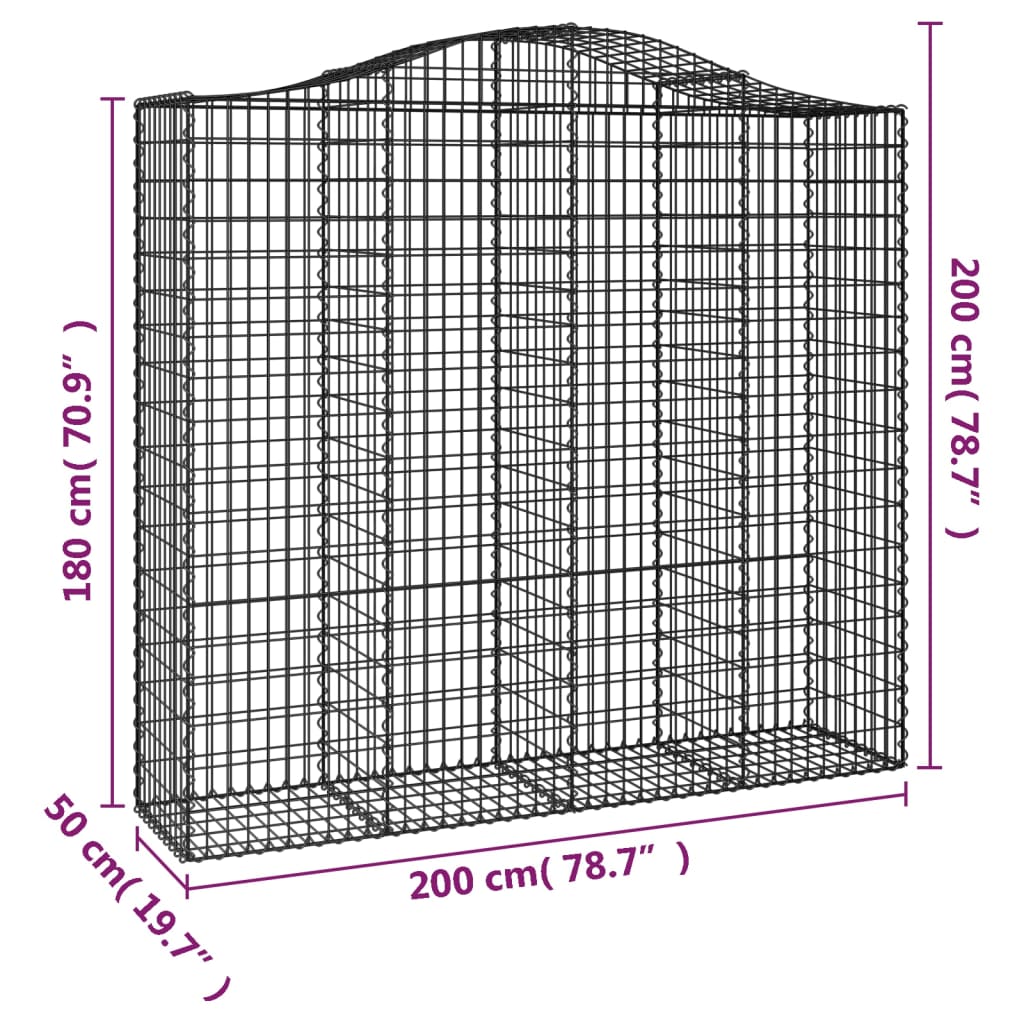 Cesti Gabbioni ad Arco 5 pz 200x50x180/200 cm Ferro Zincato