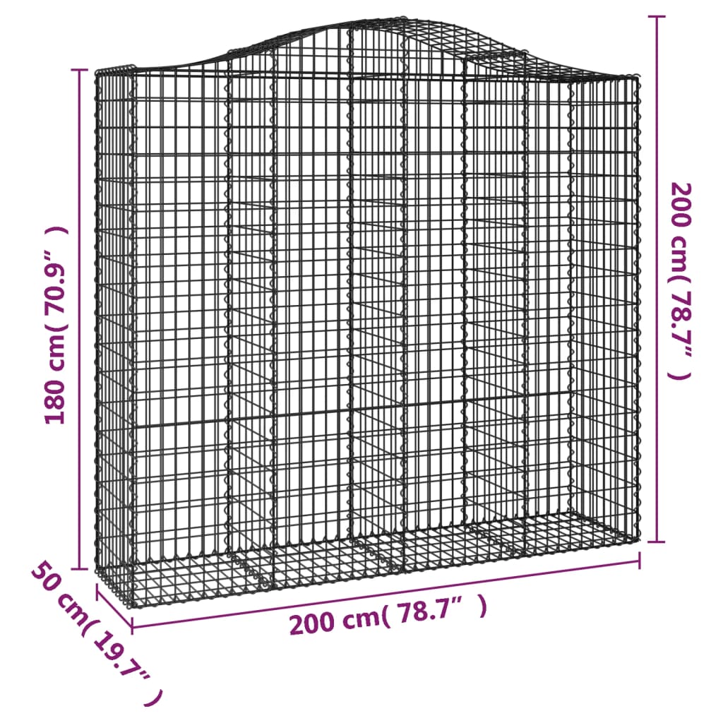 Cesti Gabbioni ad Arco 9 pz 200x50x180/200 cm Ferro Zincato