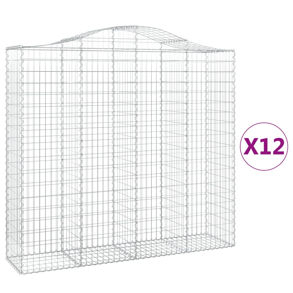 Cesti Gabbioni ad Arco 12 pz 200x50x180/200 cm Ferro Zincato