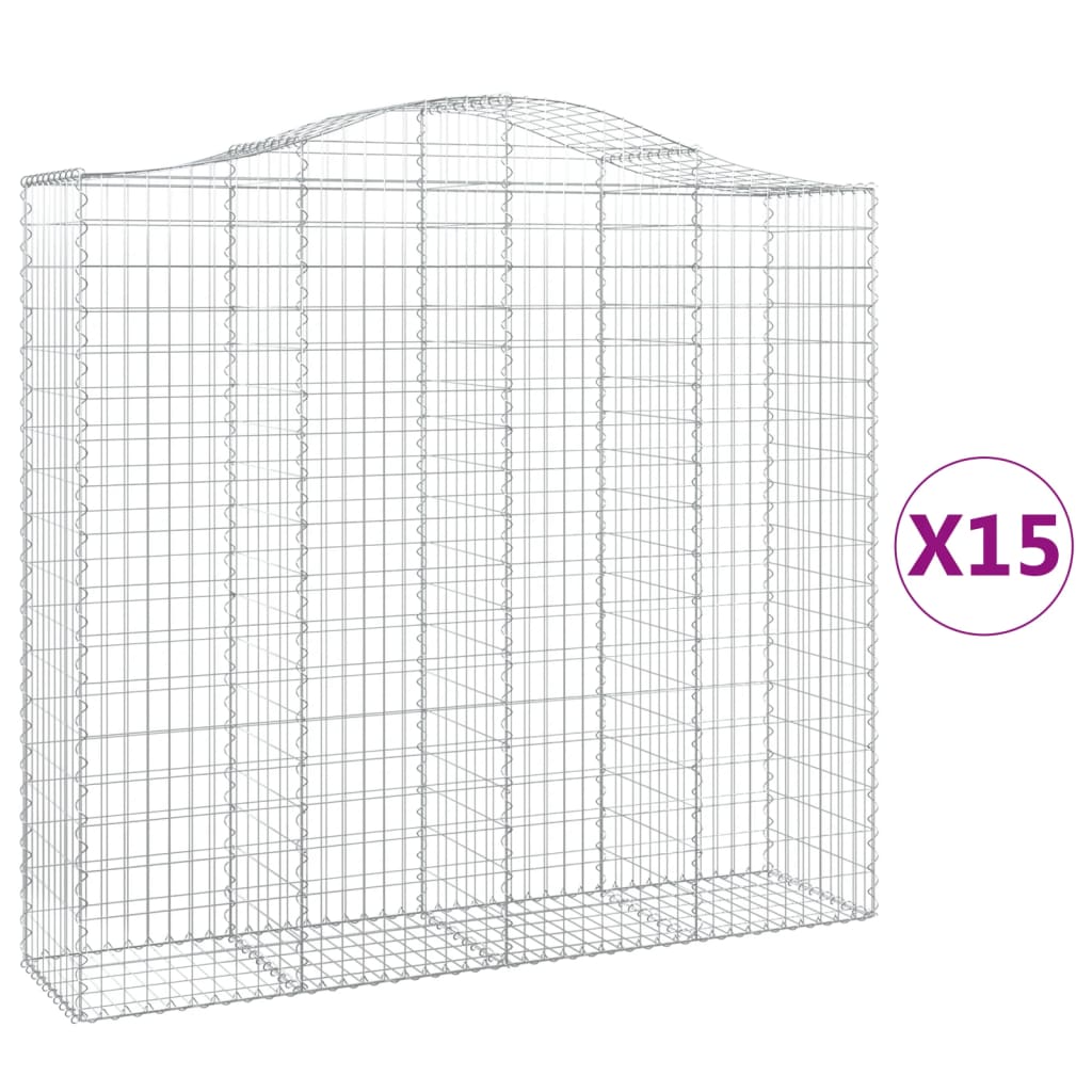 Cesti Gabbioni ad Arco 15 pz 200x50x180/200 cm Ferro Zincato