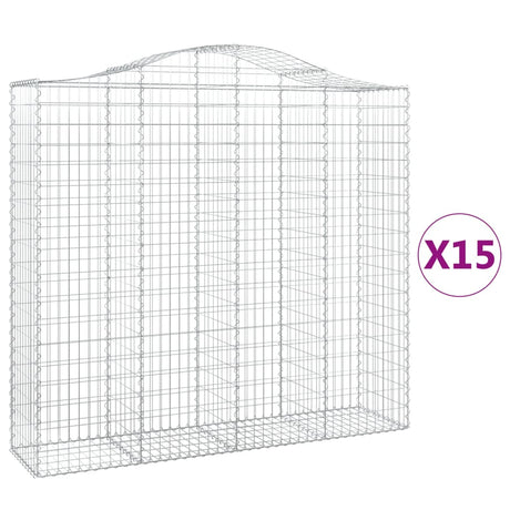 Cesti Gabbioni ad Arco 15 pz 200x50x180/200 cm Ferro Zincato