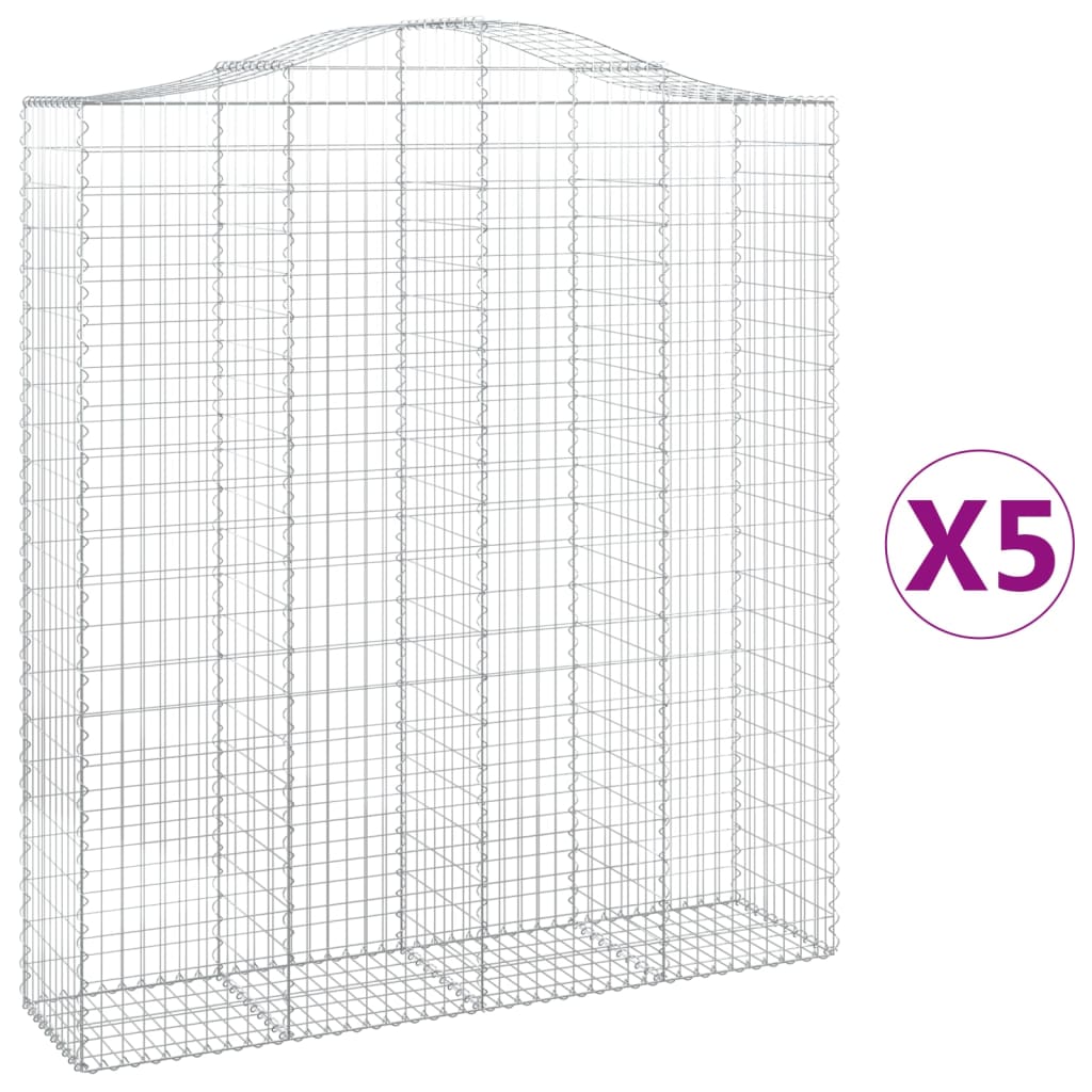Cesti Gabbioni ad Arco 5 pz 200x50x220/240 cm Ferro Zincato