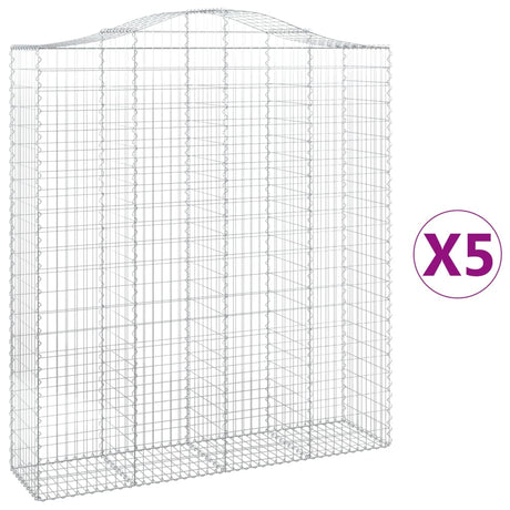 Cesti Gabbioni ad Arco 5 pz 200x50x220/240 cm Ferro Zincato