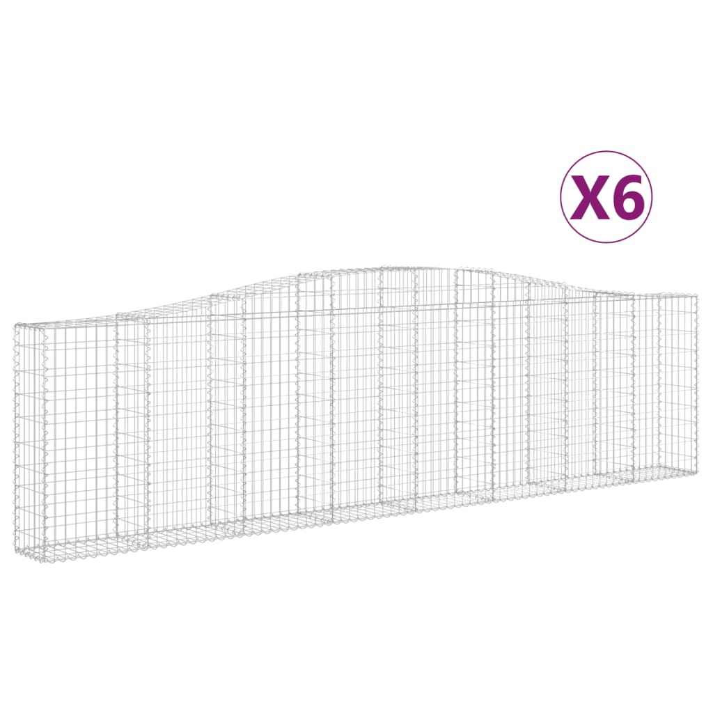 Cesti Gabbioni ad Arco 6 pz 400x30x100/120 cm Ferro Zincato