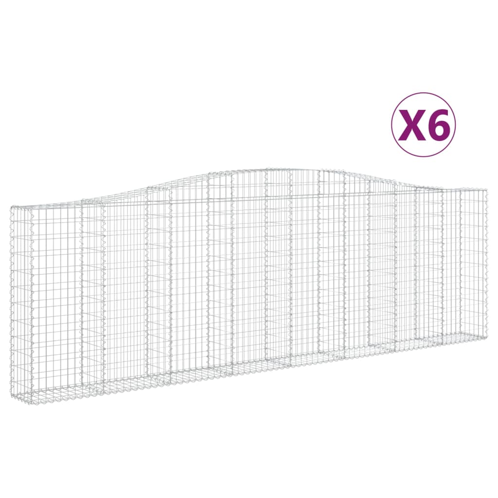 Cesti Gabbioni ad Arco 6 pz 400x30x120/140 cm Ferro Zincato