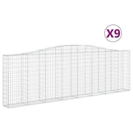 Cesti Gabbioni ad Arco 9 pz 400x30x120/140 cm Ferro Zincato