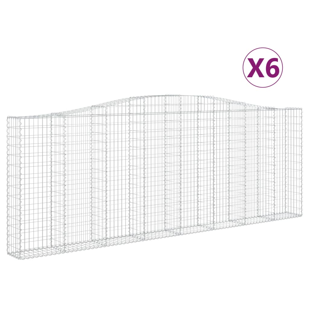 Cesti Gabbioni ad Arco 6 pz 400x30x140/160 cm Ferro Zincato