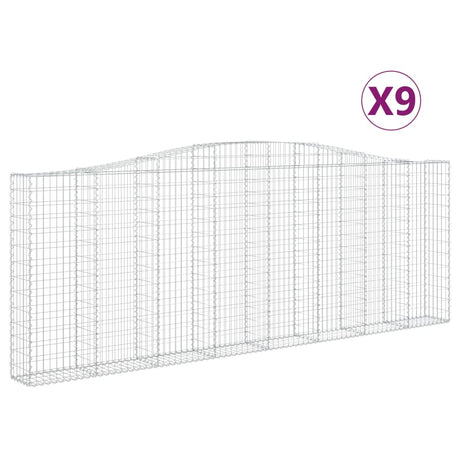 Cesti Gabbioni ad Arco 9 pz 400x30x140/160 cm Ferro Zincato