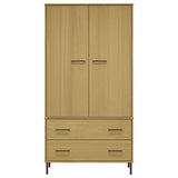 Armadio Gambe Metallo Marrone 90x55x172,5cm Legno Massello OSLO