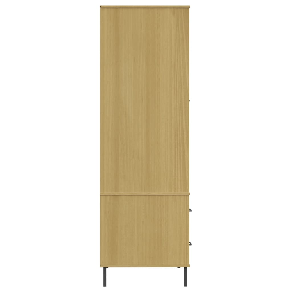 Armadio Gambe Metallo Marrone 90x55x172,5cm Legno Massello OSLO