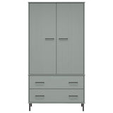 Armadio Gambe Metallo Grigio 90x55x172,5 cm Legno Massello OSLO