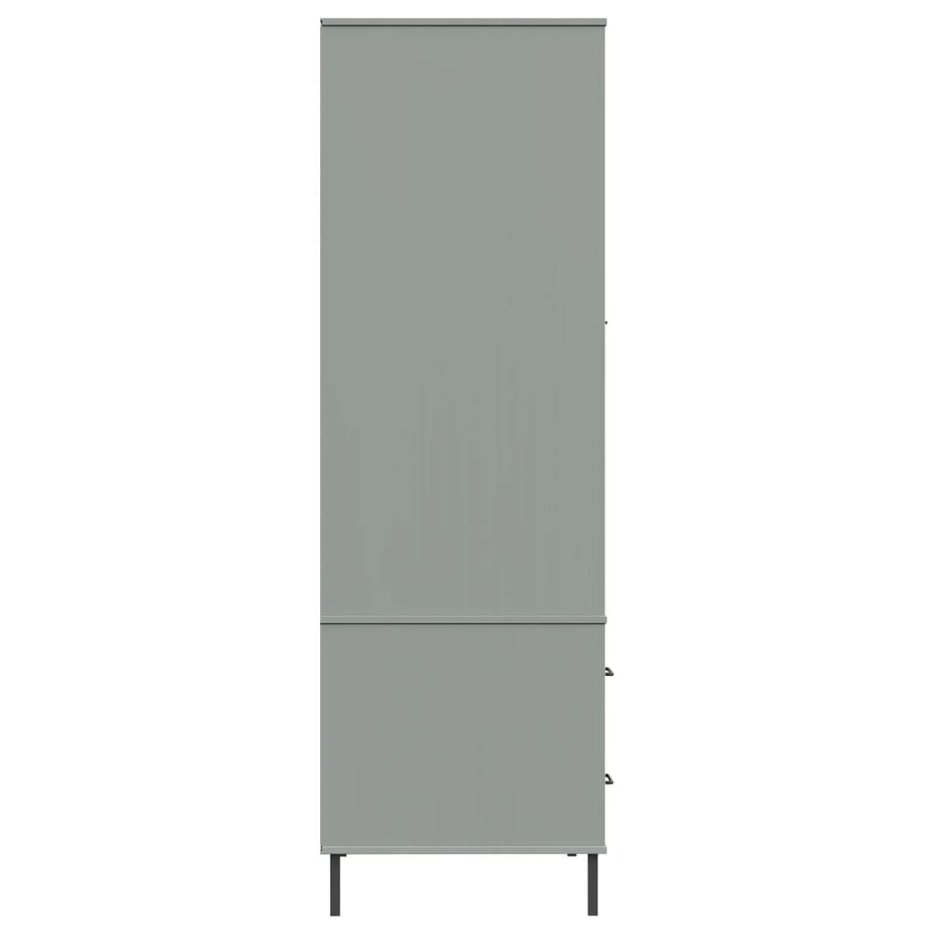 Armadio Gambe Metallo Grigio 90x55x172,5 cm Legno Massello OSLO