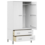 Armadio Gambe Metallo Bianco 90x55x172,5 cm Legno Massello OSLO