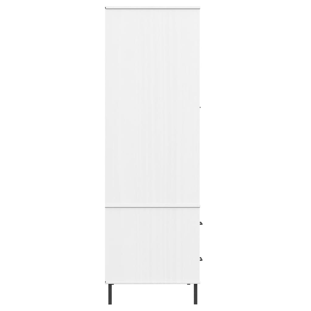 Armadio Gambe Metallo Bianco 90x55x172,5 cm Legno Massello OSLO