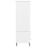 Armadio Gambe Metallo Bianco 90x55x172,5 cm Legno Massello OSLO