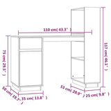 Scrivania Bianca 110x53x117 cm in Legno Massello di Pino