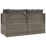 Set Divani da Giardino 3 pz con Cuscini in Polyrattan Grigio