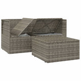 Set Divani da Giardino 3 pz con Cuscini in Polyrattan Grigio