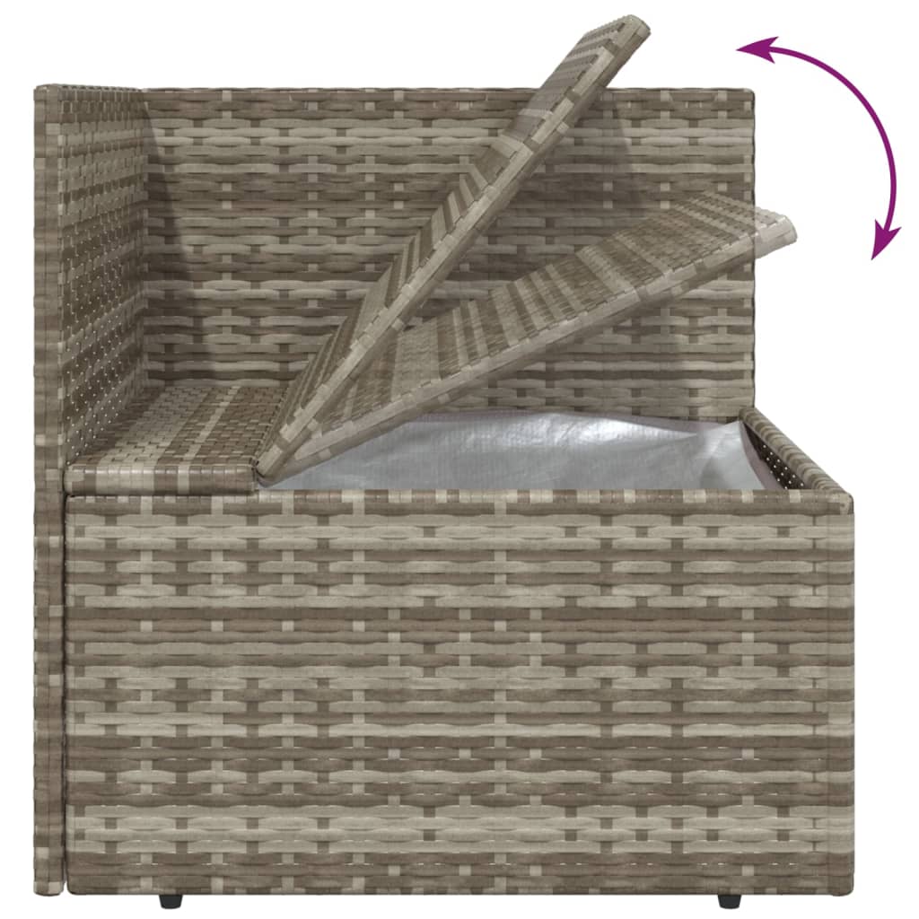 Set Divani da Giardino 3 pz con Cuscini in Polyrattan Grigio