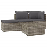 Set Divani da Giardino 4 pz con Cuscini in Polyrattan Grigio