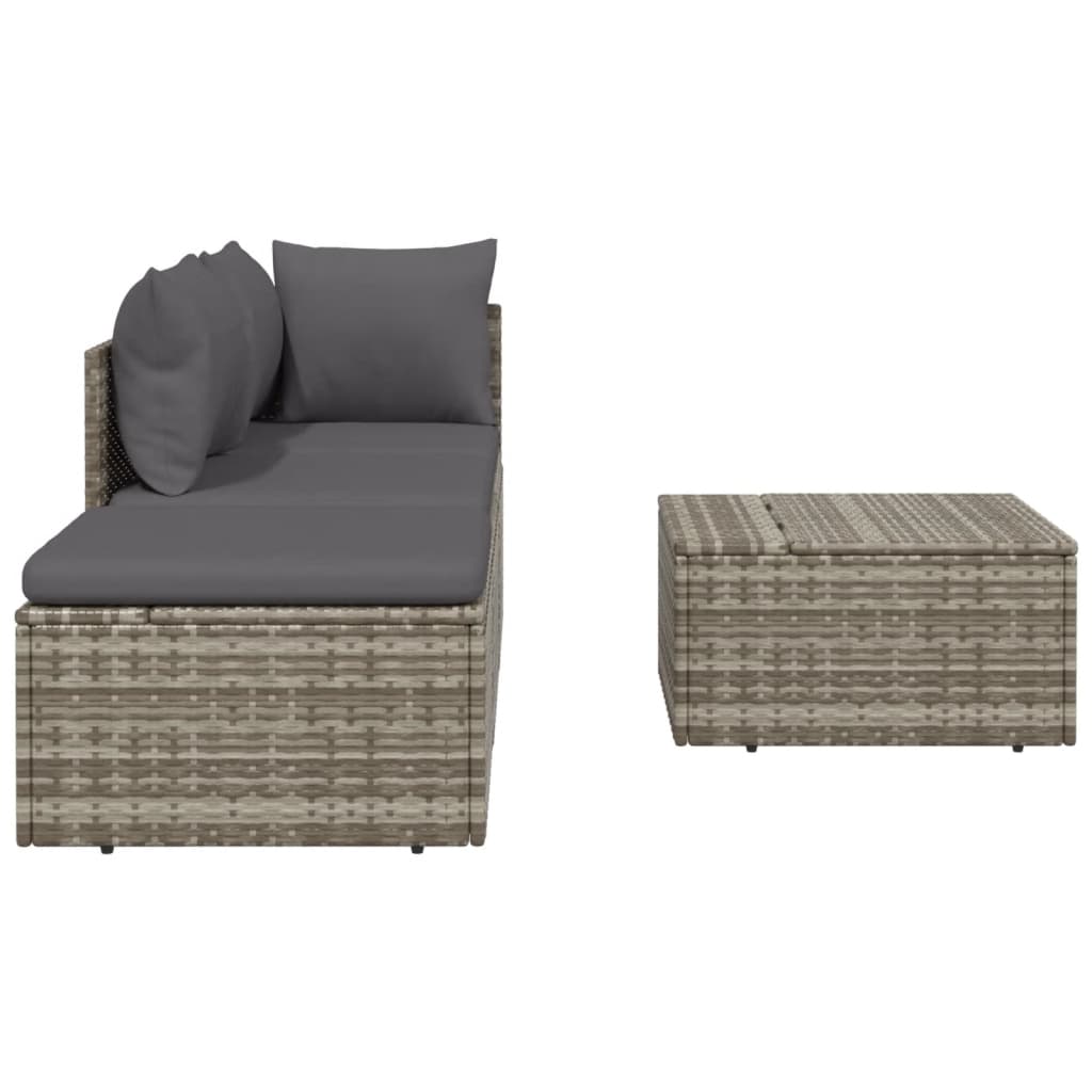 Set Divani da Giardino 4 pz con Cuscini in Polyrattan Grigio