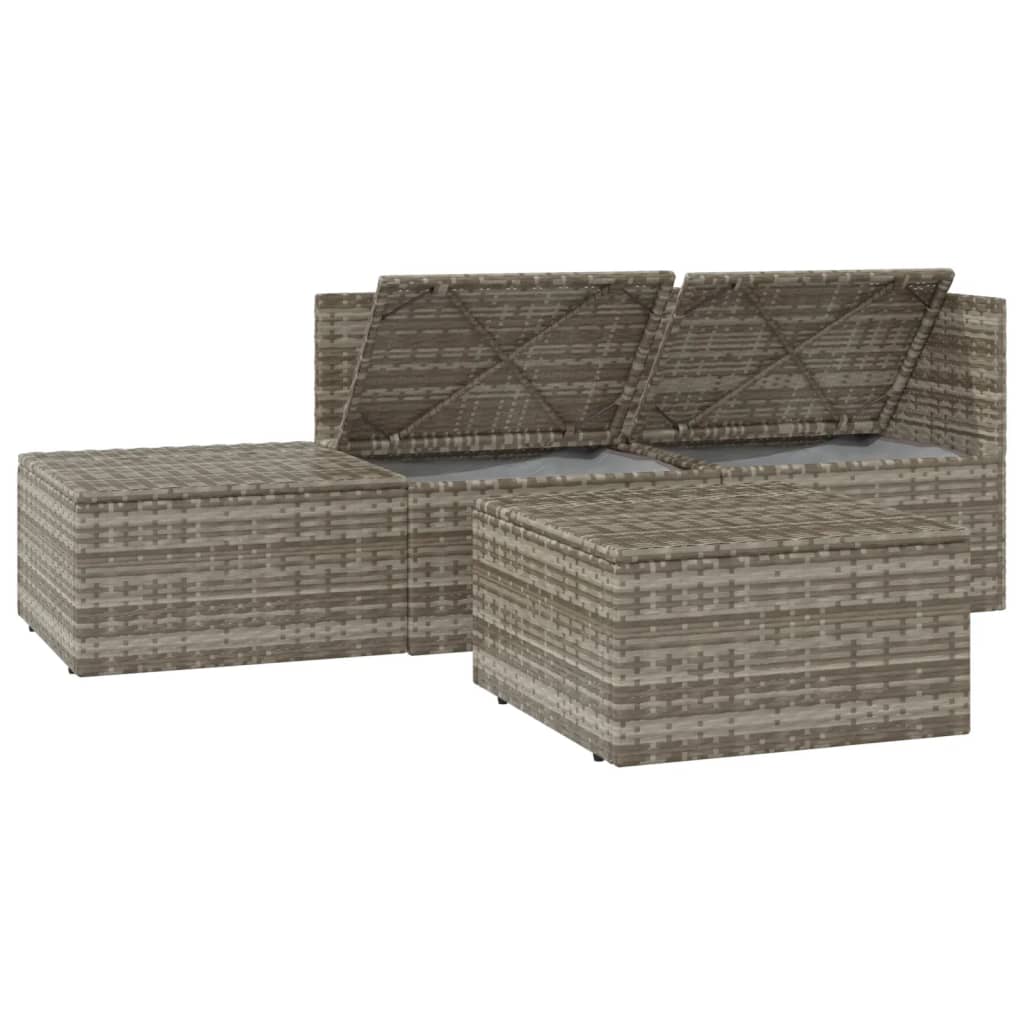 Set Divani da Giardino 4 pz con Cuscini in Polyrattan Grigio