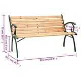 Panca da Giardino 116 cm in Ghisa e Legno Massello di Abete